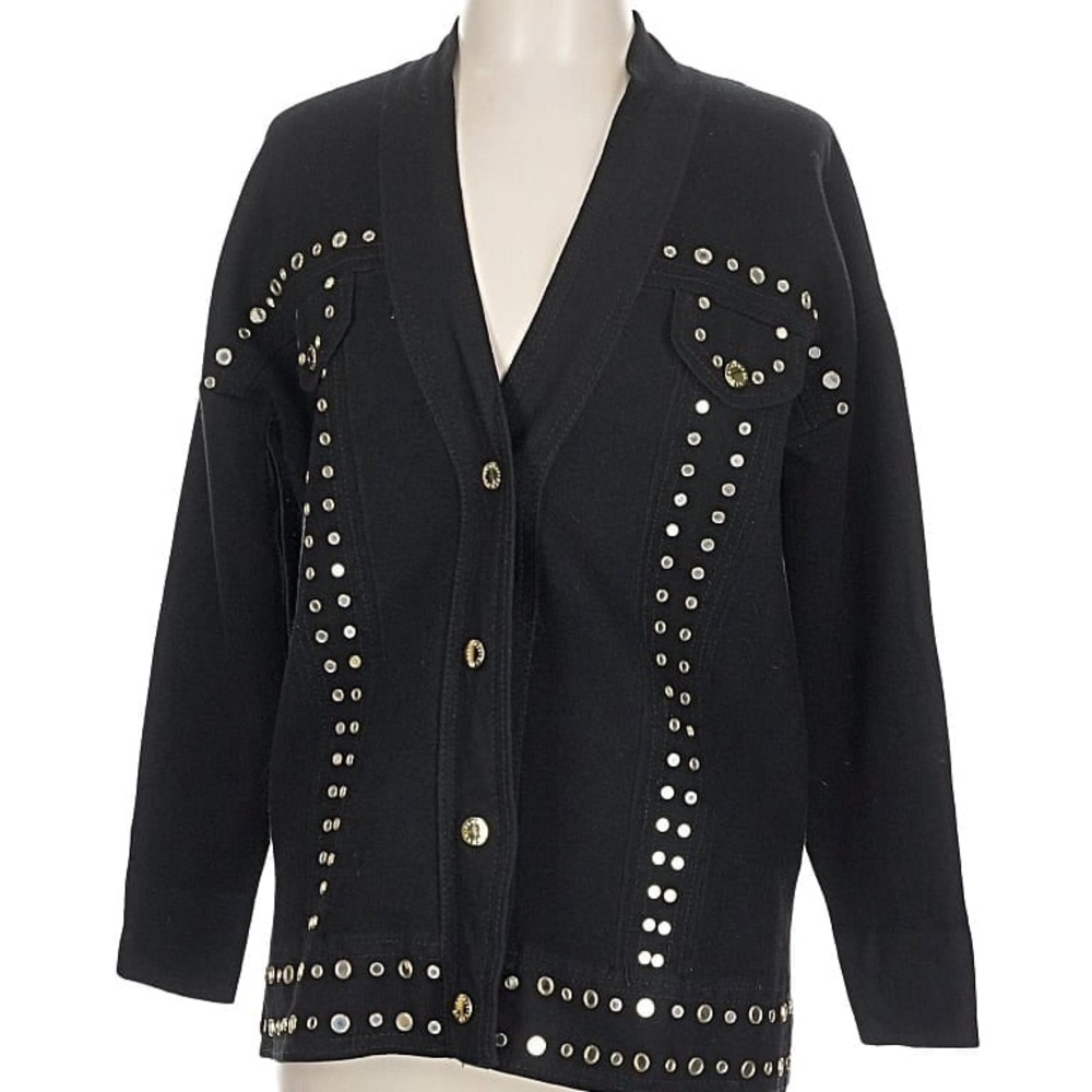 Sandro Black Cardigan with Gold Accents